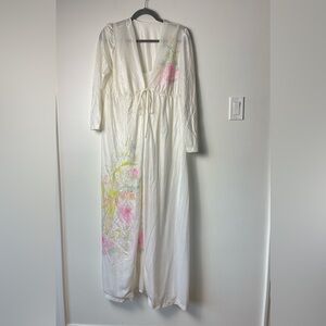 Floral White and Pink Women's Robe